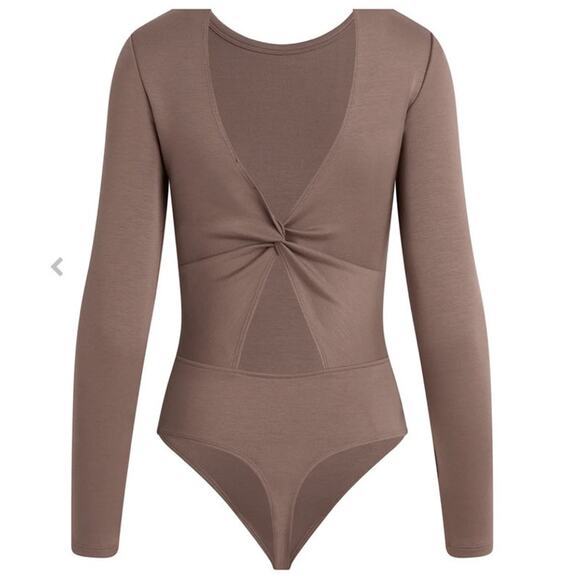 Hudson Bodysuit Knot back long sleeve brown size Small S - Picture 7 of 7